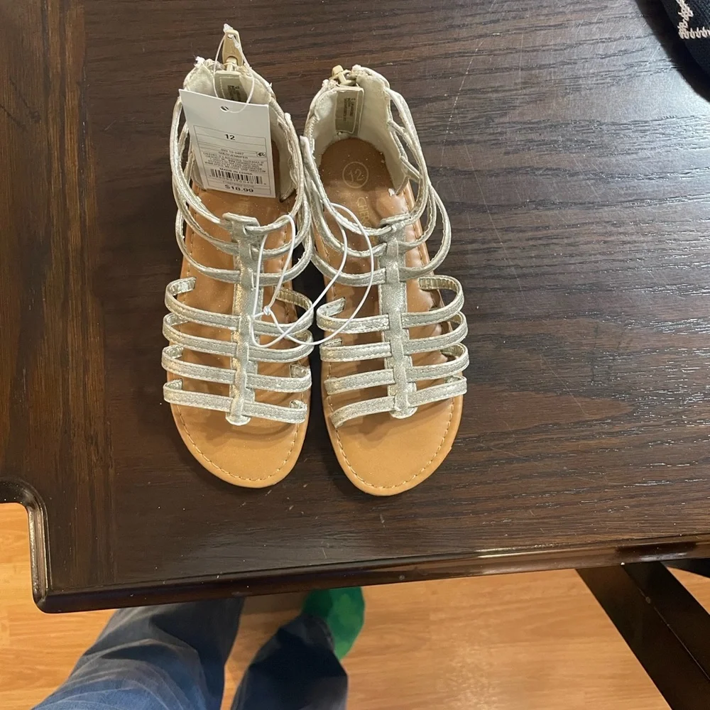 NWT Cherokee Metallic Sandals with Glitter -Tan Soles Size 12 Toddler